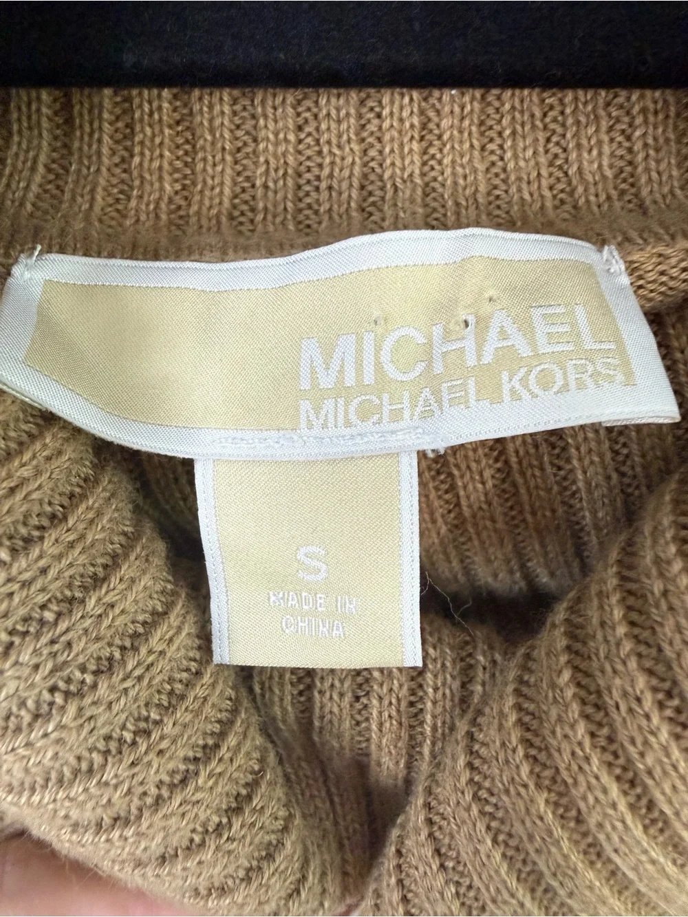 Michael Kors Fringe Hem Cowl Neck Sweater Oversized Fit - Camel Size Smallaa